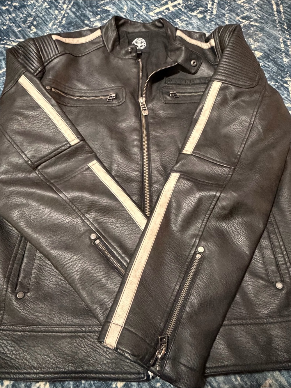 Affliction Live Fast Faux Leather Moto Jacket Black Men’s L